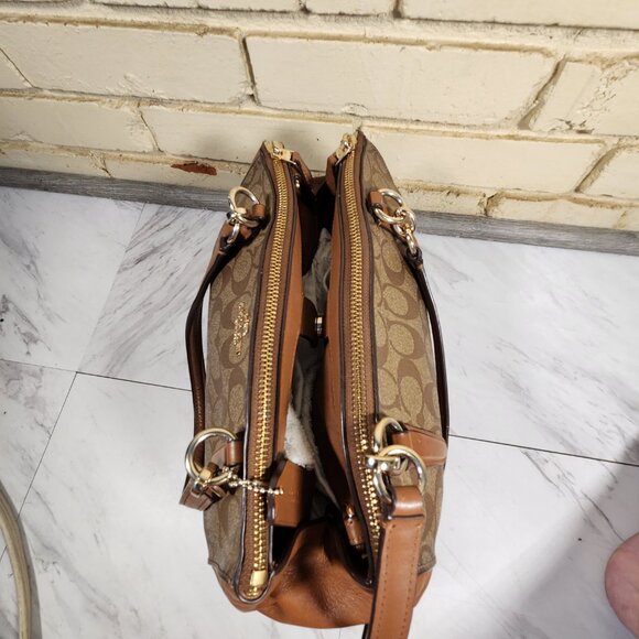 Euc Coach Christie Carryall Khaki Signature 2 Way Shoulder Bag Handbag Purse - Picture 9 of 12